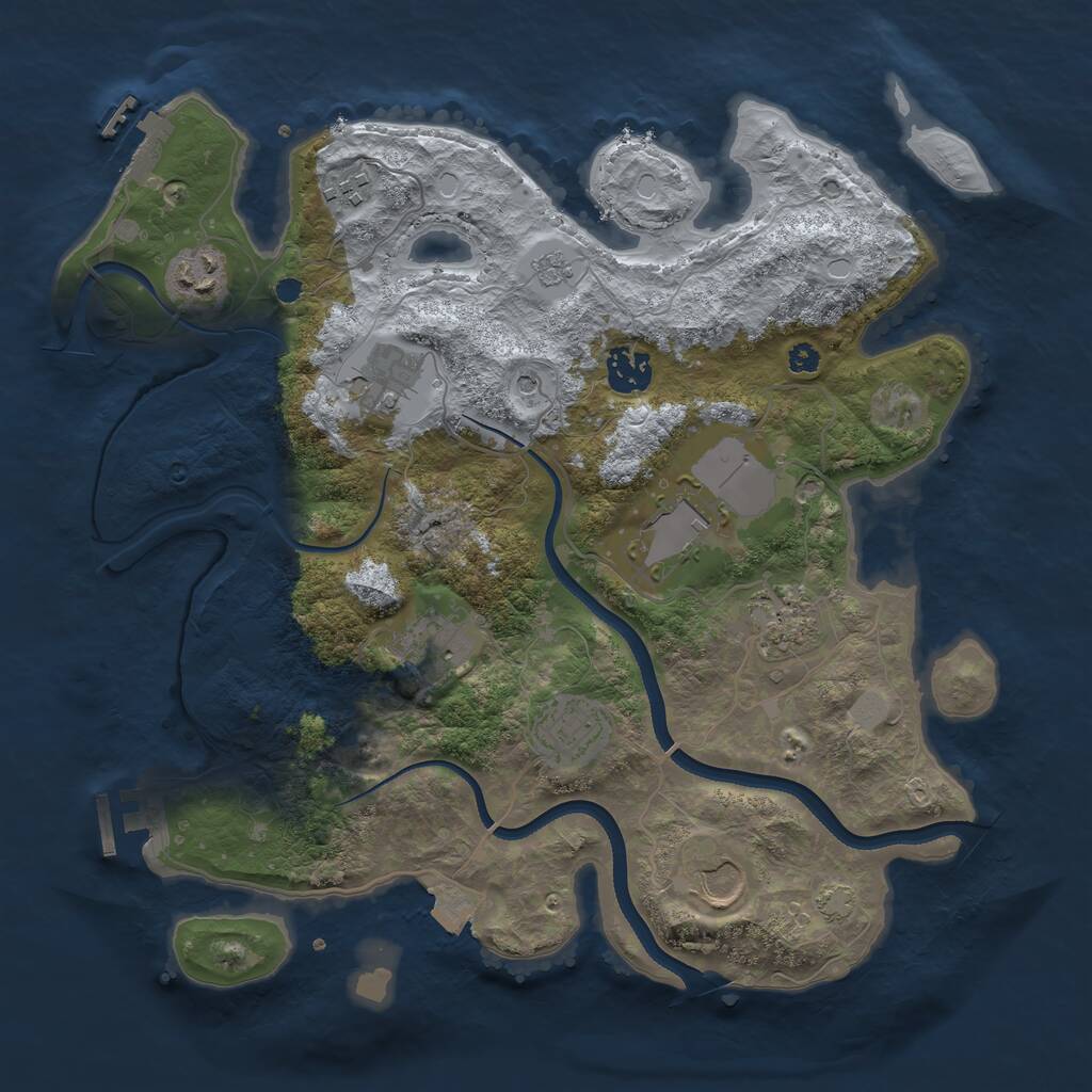Rust Map: Procedural Map, Size: 3500, Seed: 2166657, 15 Monuments