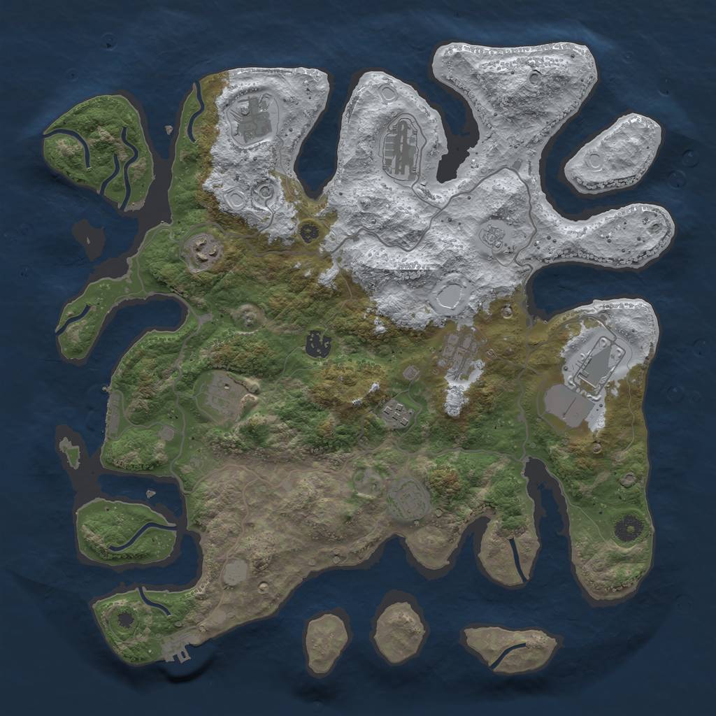 Rust Map: Procedural Map, Size: 4000, Seed: 443295, 18 Monuments
