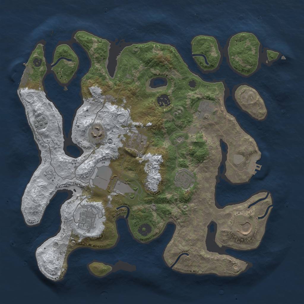 Rust Map: Procedural Map, Size: 3550, Seed: 185818, 18 Monuments