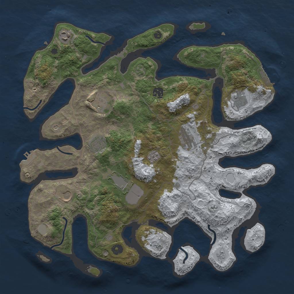 Rust Map: Procedural Map, Size: 4000, Seed: 858367, 18 Monuments