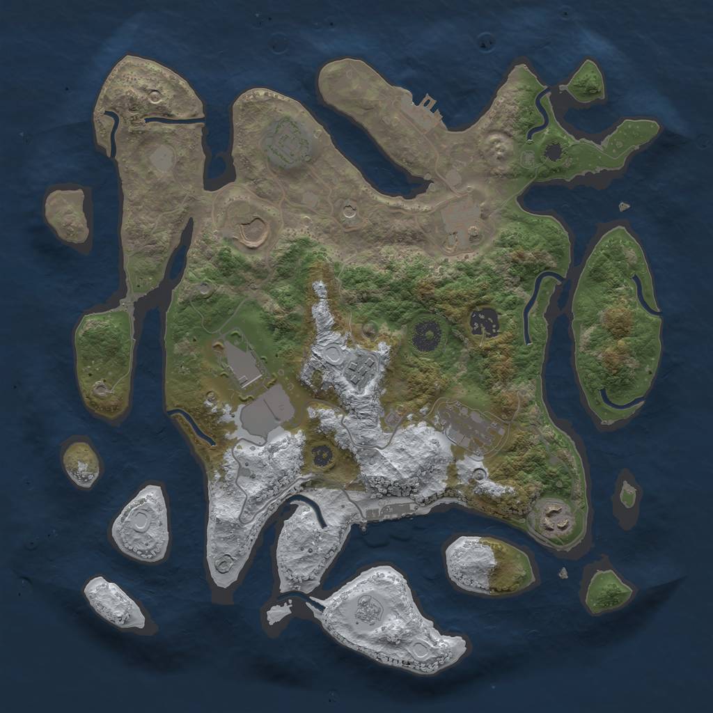 Rust Map: Procedural Map, Size: 3500, Seed: 460714, 17 Monuments