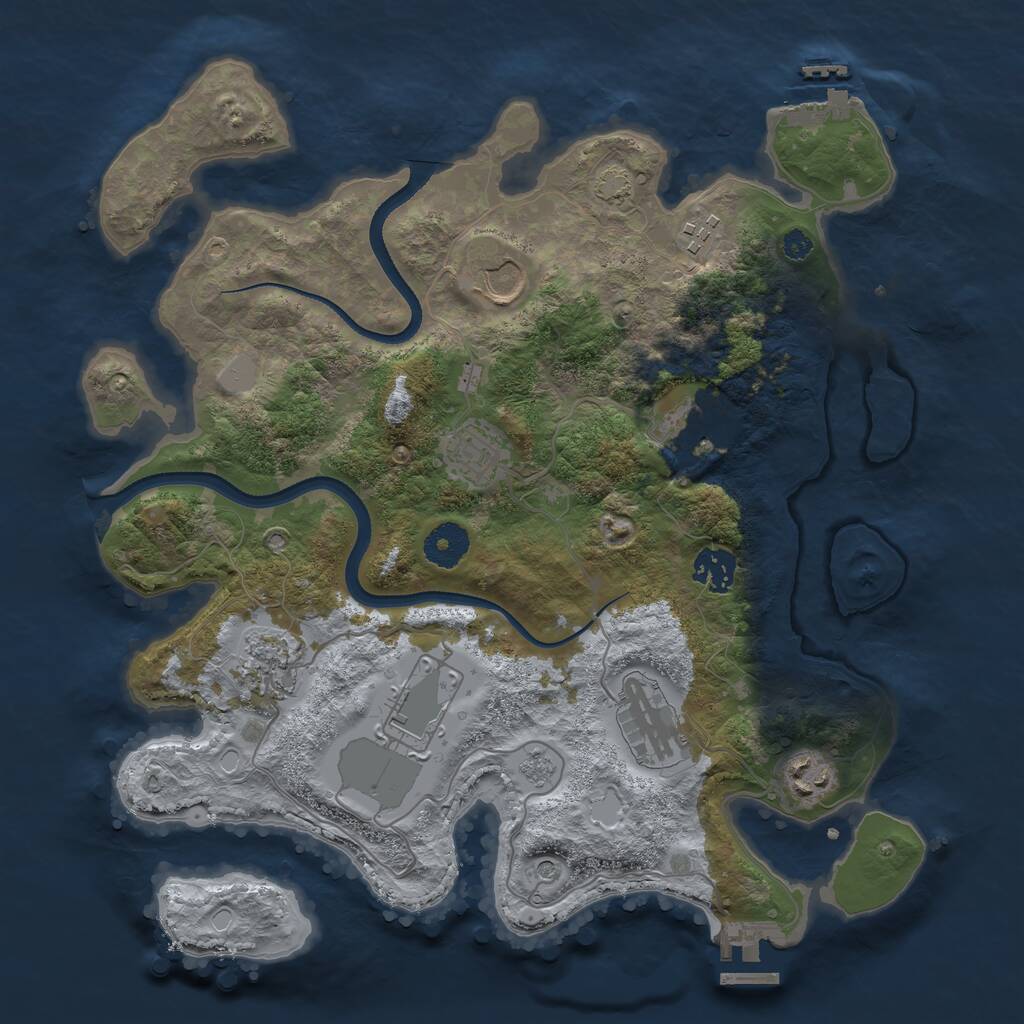 Rust Map: Procedural Map, Size: 3500, Seed: 2722198, 15 Monuments