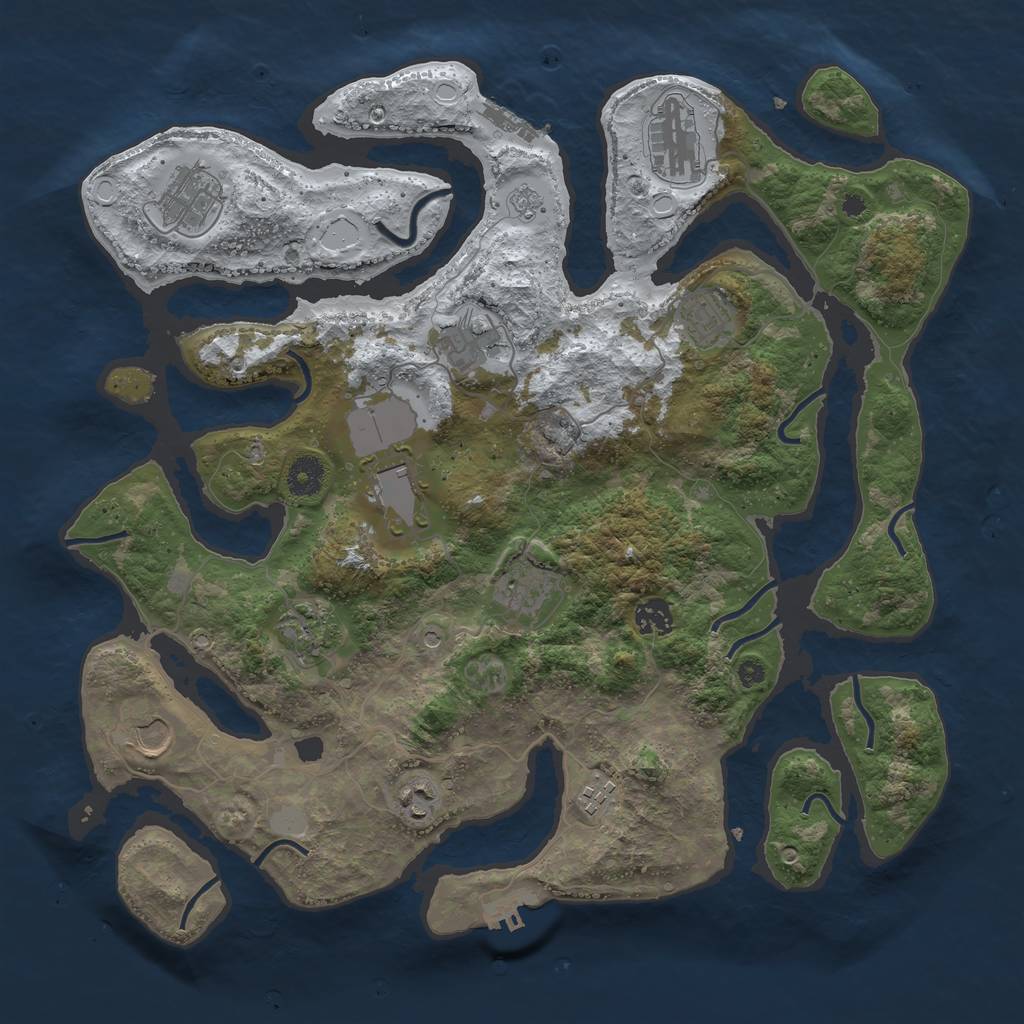 Rust Map: Procedural Map, Size: 3950, Seed: 382426361, 20 Monuments