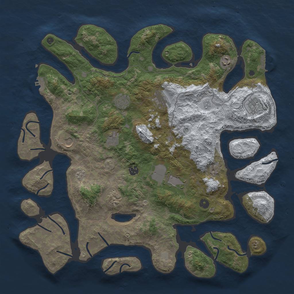Rust Map: Procedural Map, Size: 4500, Seed: 5535697, 19 Monuments