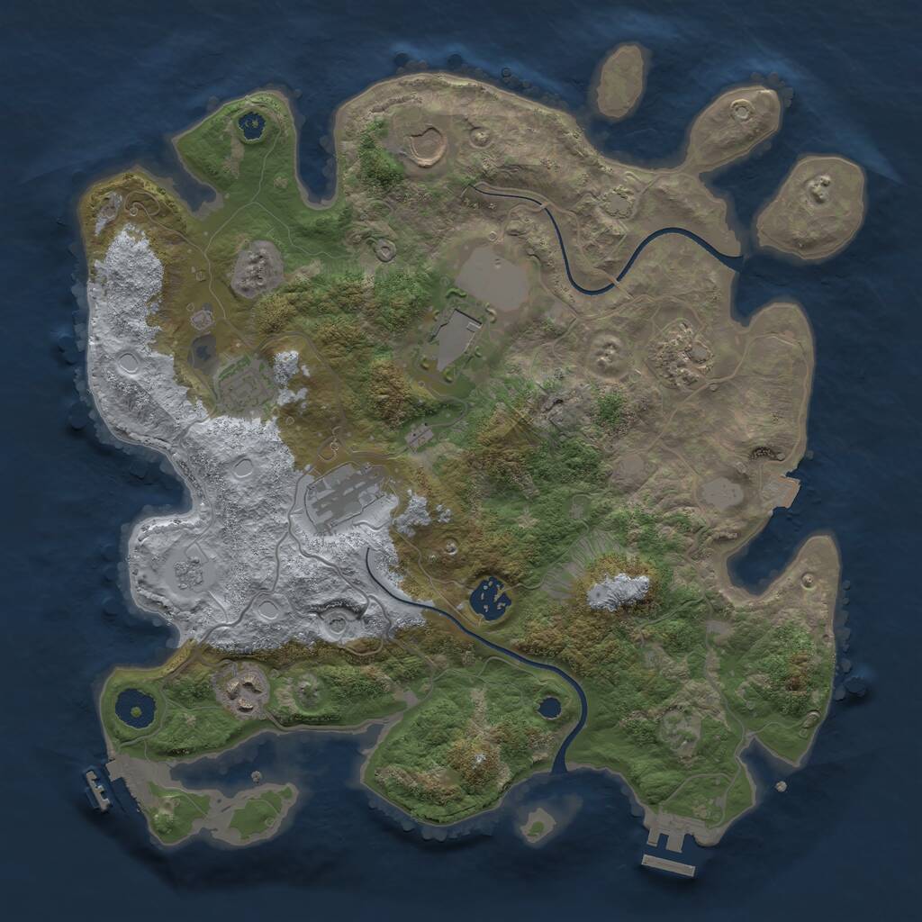 Rust Map: Procedural Map, Size: 3500, Seed: 2091256, 13 Monuments