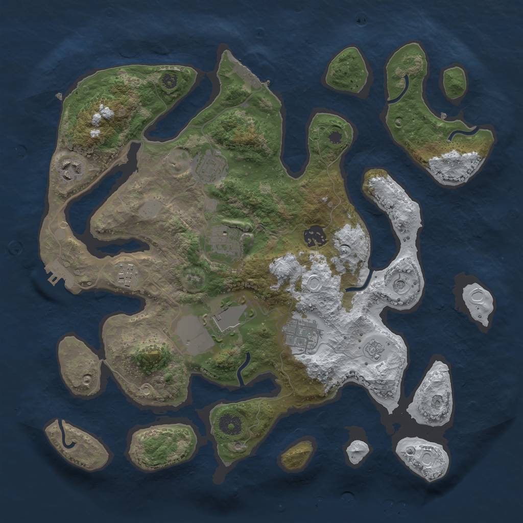 Rust Map: Procedural Map, Size: 3500, Seed: 3327081, 16 Monuments