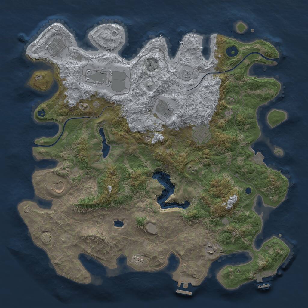 Rust Map: Procedural Map, Size: 4000, Seed: 2084768249, 13 Monuments