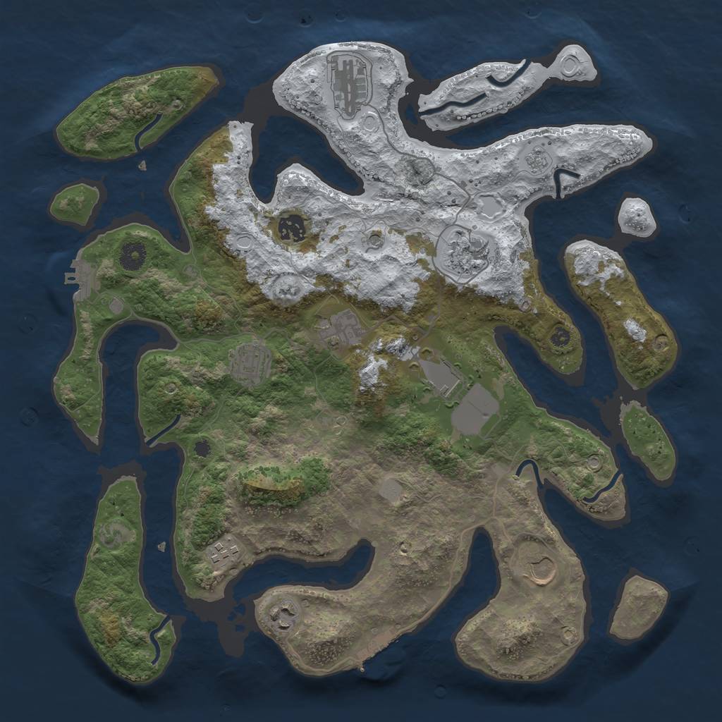 Rust Map: Procedural Map, Size: 3850, Seed: 229012311, 18 Monuments