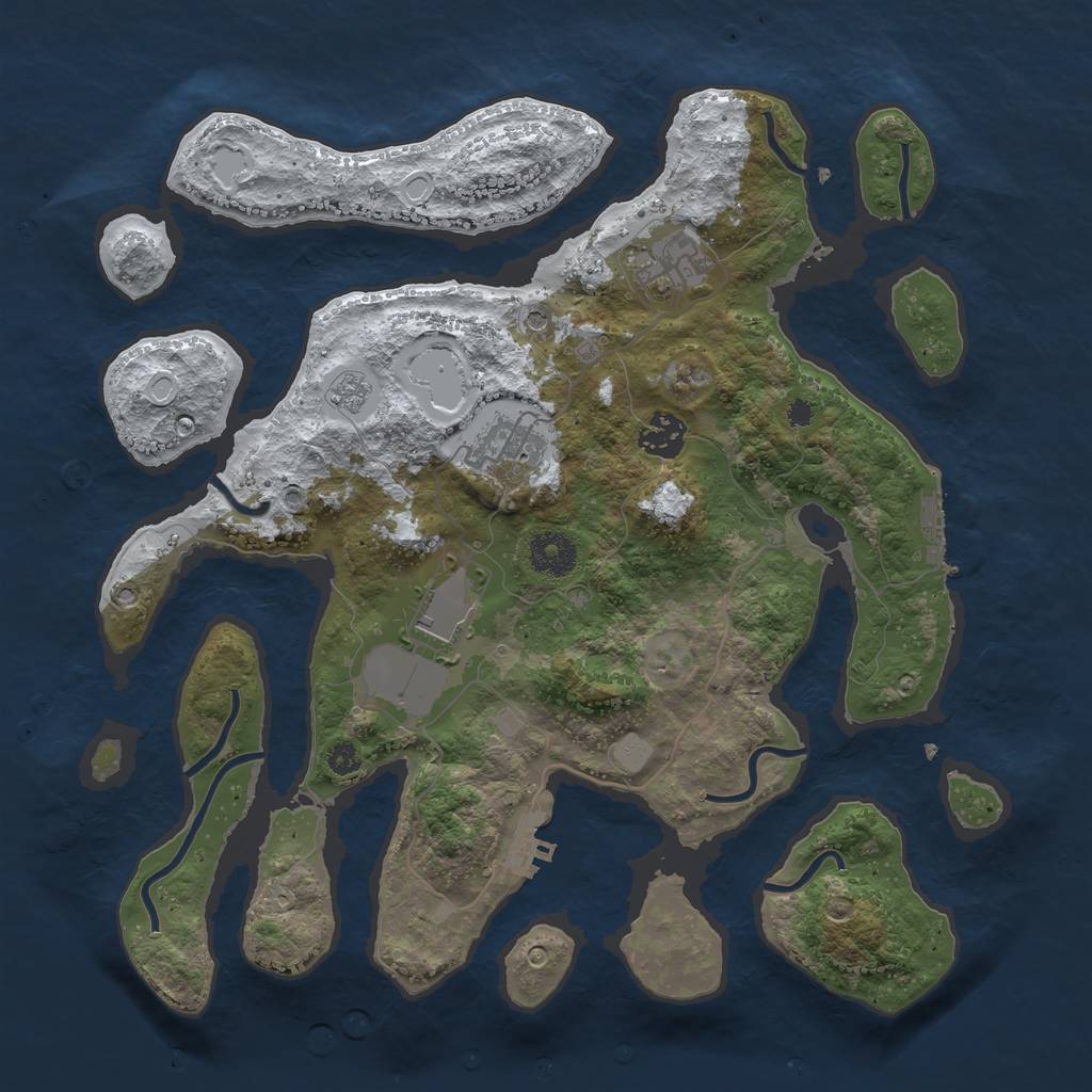 Rust Map: Procedural Map, Size: 3500, Seed: 677126, 13 Monuments
