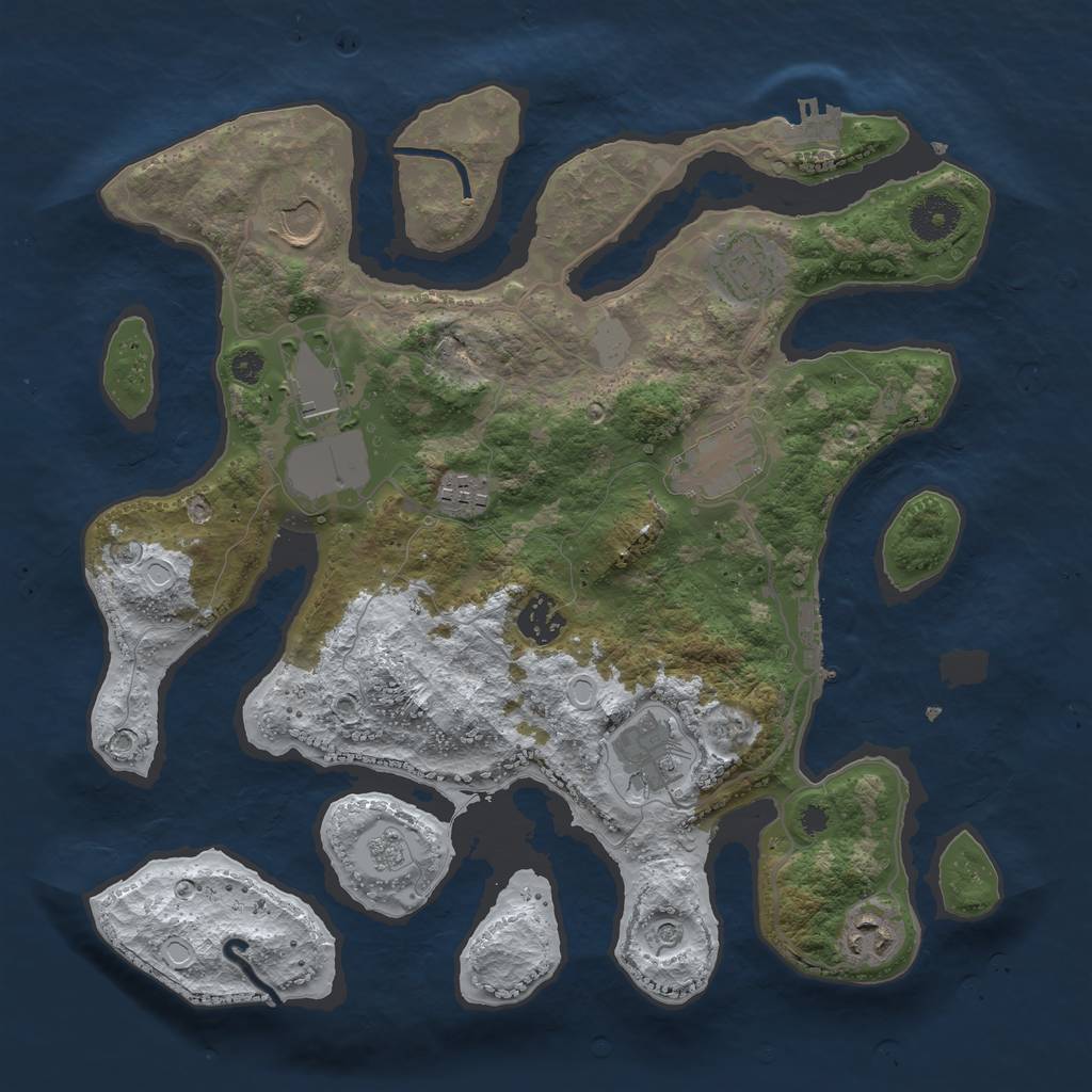 Rust Map: Procedural Map, Size: 3500, Seed: 2520529, 17 Monuments