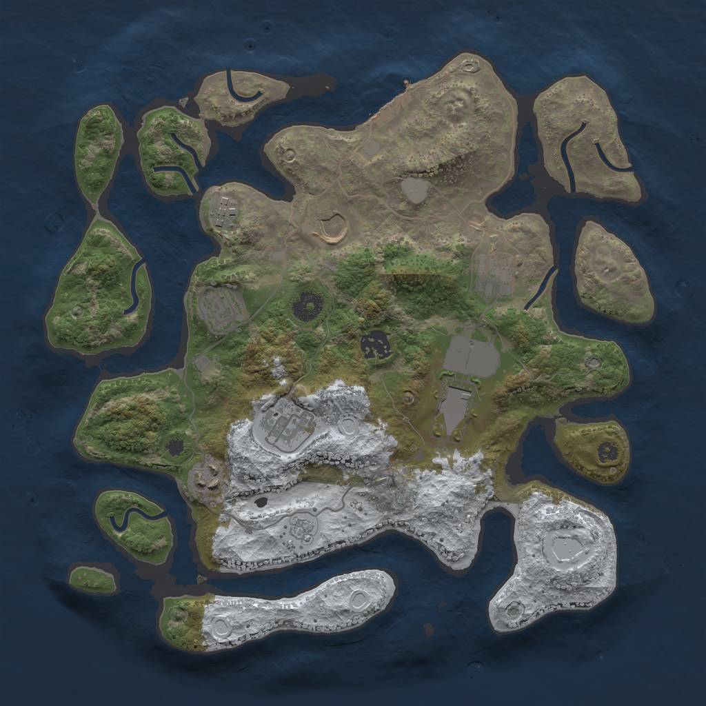 Rust Map: Procedural Map, Size: 3500, Seed: 4177090, 15 Monuments