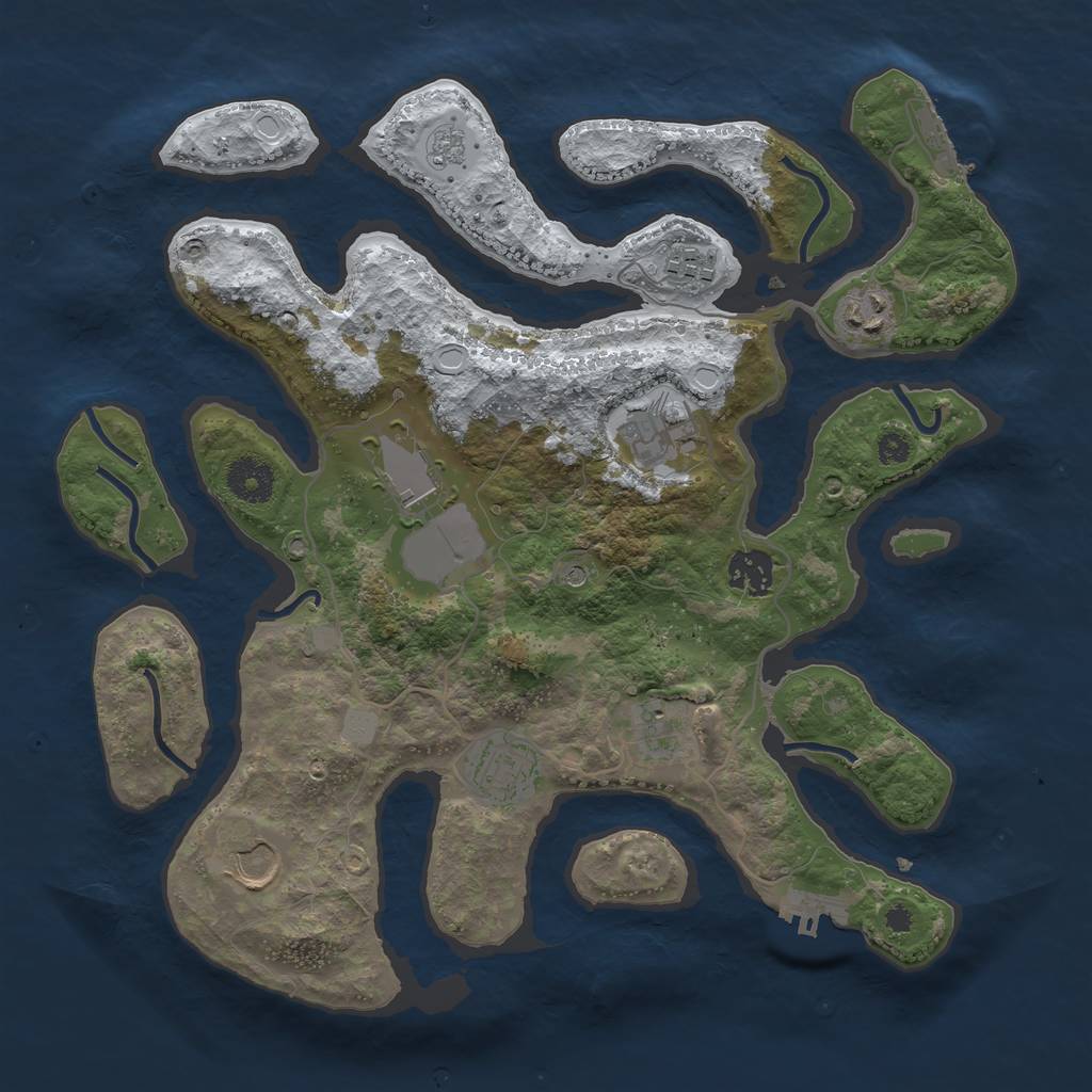 Rust Map: Procedural Map, Size: 3500, Seed: 4874532, 17 Monuments