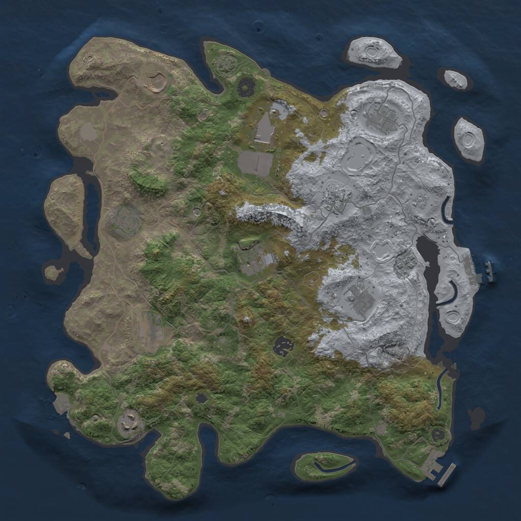 Rust Map: Procedural Map, Size: 4000, Seed: 803014, 17 Monuments