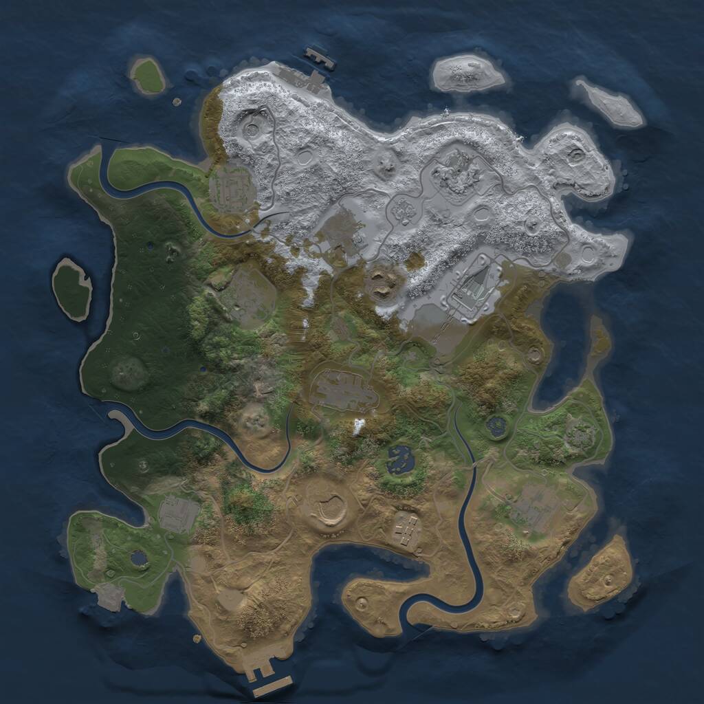 Rust Map: Procedural Map, Size: 3500, Seed: 5447893, 17 Monuments