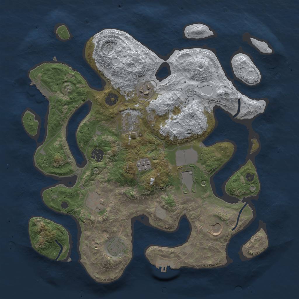 Rust Map: Procedural Map, Size: 3500, Seed: 5447893, 17 Monuments