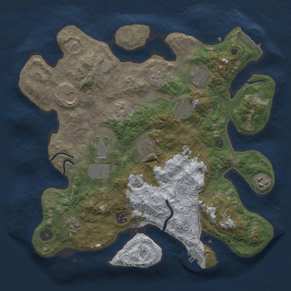 Rust Map: Procedural Map, Size: 3500, Seed: 6043841, 18 Monuments