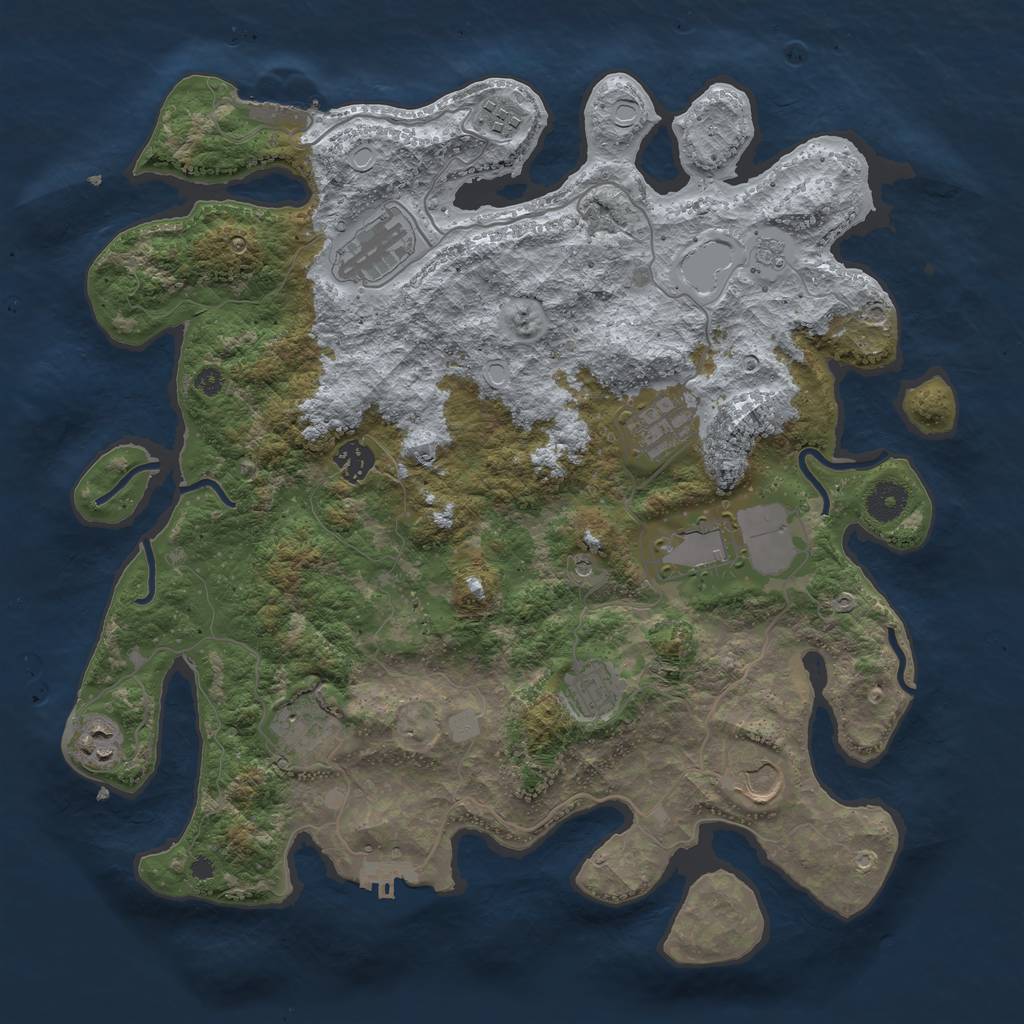 Rust Map: Procedural Map, Size: 3850, Seed: 600719682, 16 Monuments