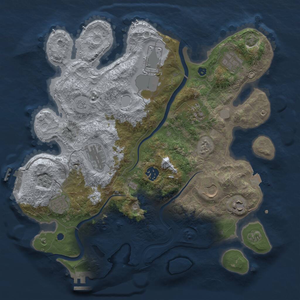 Rust Map: Procedural Map, Size: 3500, Seed: 1362011, 15 Monuments