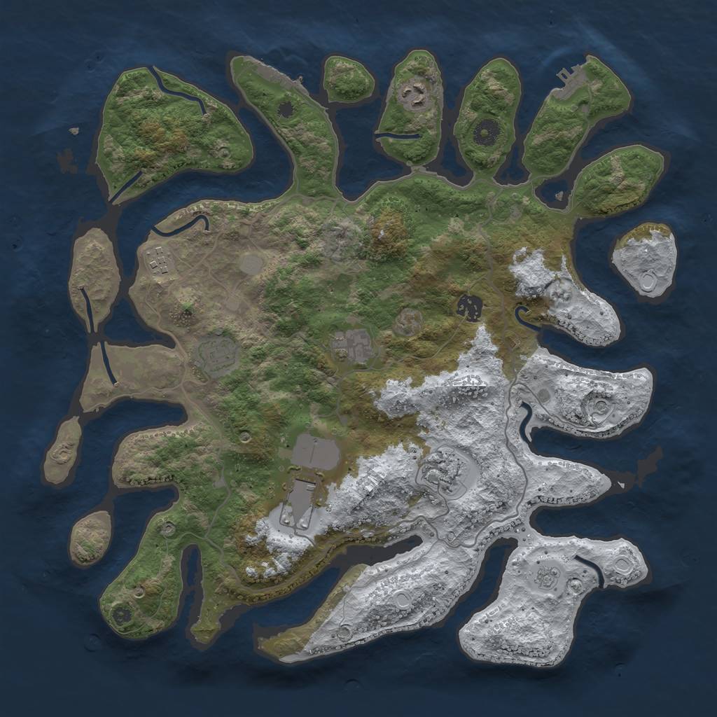 Rust Map: Procedural Map, Size: 4000, Seed: 437366, 16 Monuments