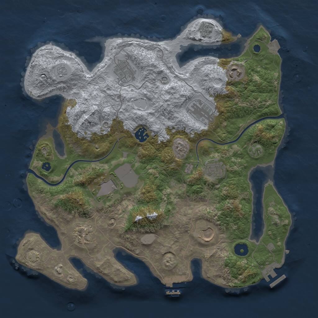 Rust Map: Procedural Map, Size: 3500, Seed: 4484835, 15 Monuments