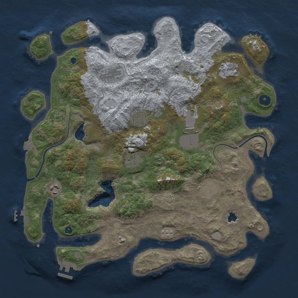 Rust Map: Procedural Map, Size: 4000, Seed: 3791685, 14 Monuments