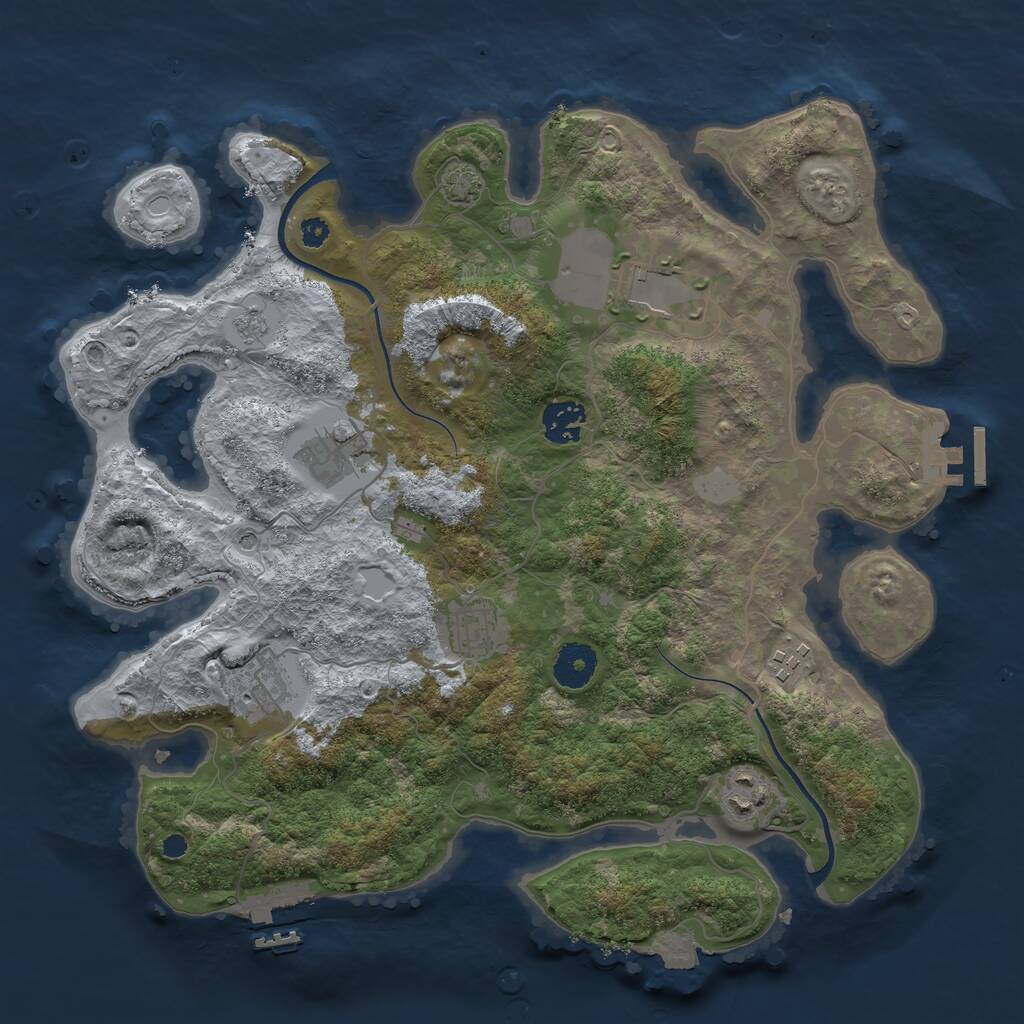 Rust Map: Procedural Map, Size: 3500, Seed: 1799956, 13 Monuments