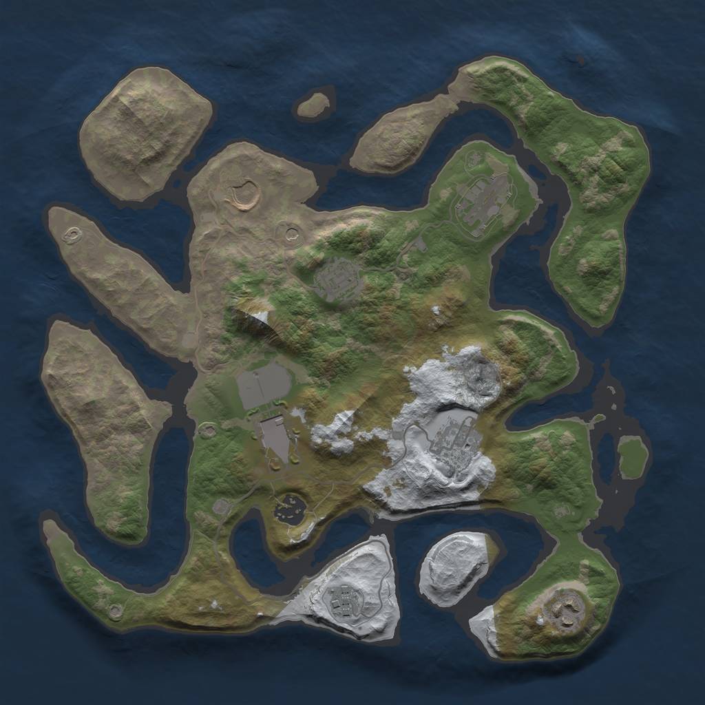 Rust Map: Barren, Size: 3500, Seed: 5324077, 11 Monuments