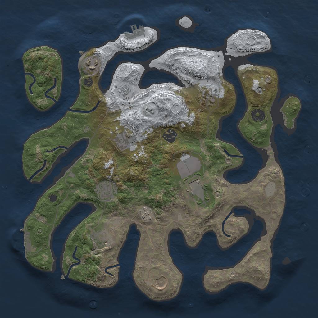 Rust Map: Procedural Map, Size: 3500, Seed: 204549099, 17 Monuments