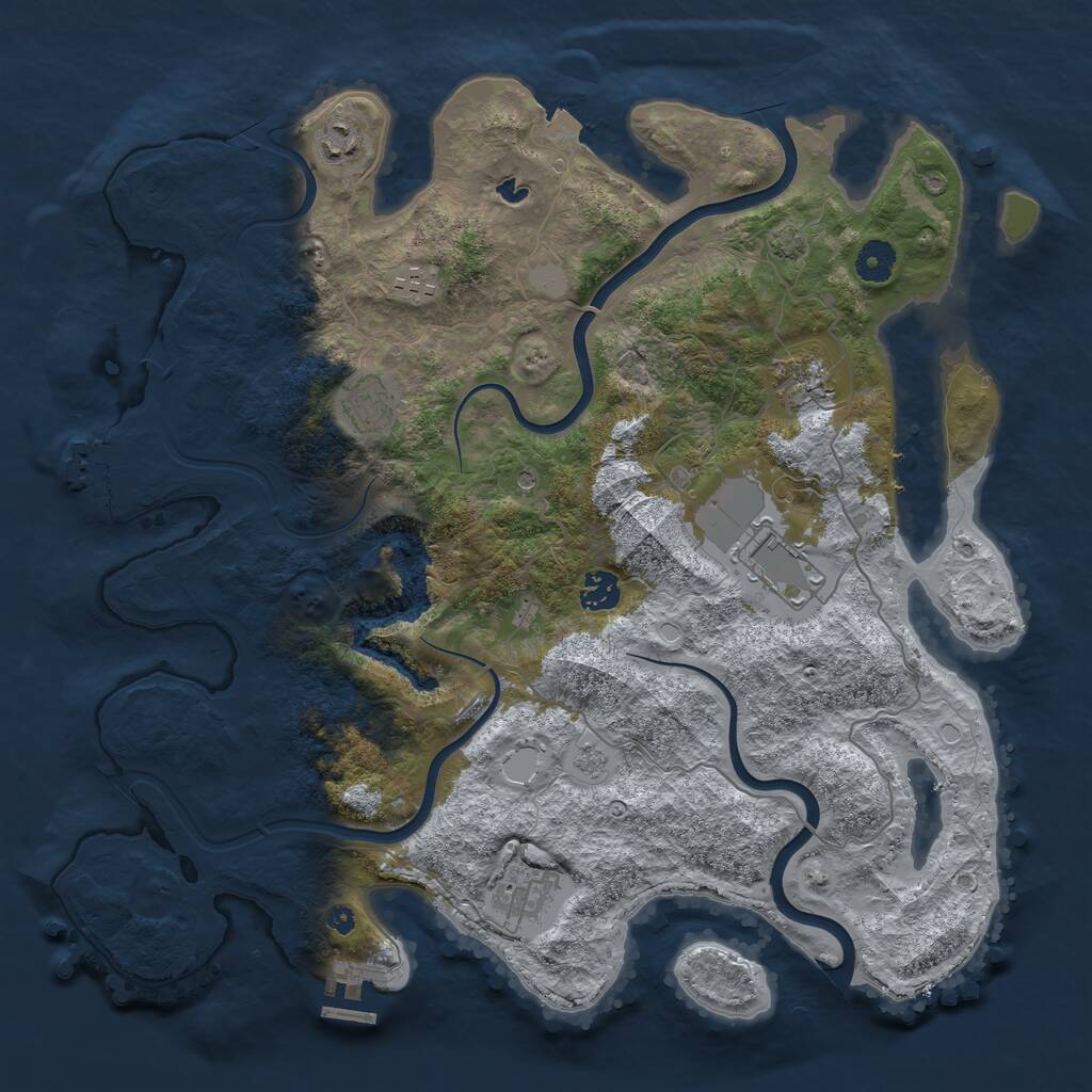 Rust Map: Procedural Map, Size: 4000, Seed: 2993328, 13 Monuments