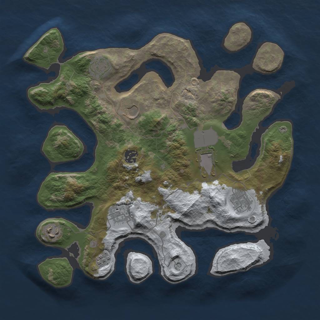 Rust Map: Barren, Size: 3500, Seed: 927844, 11 Monuments
