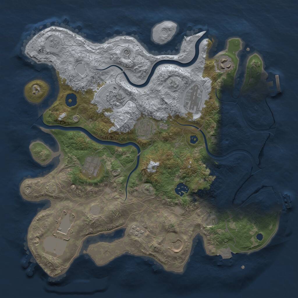 Rust Map: Procedural Map, Size: 3500, Seed: 3602871, 15 Monuments