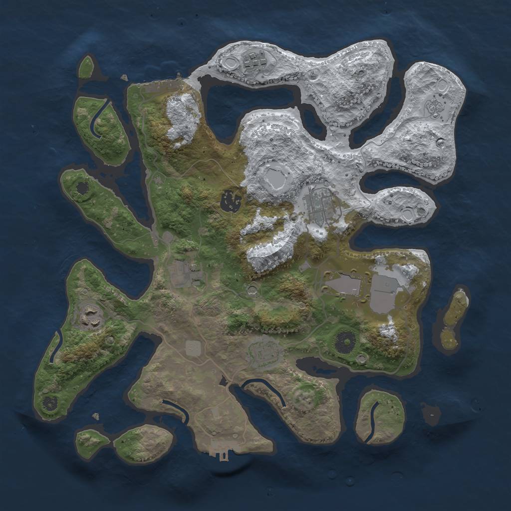 Rust Map: Procedural Map, Size: 3500, Seed: 3235849, 16 Monuments