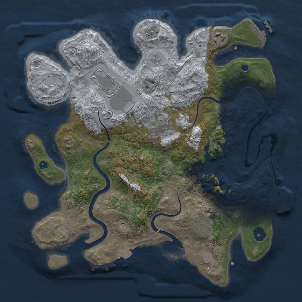 Rust Map: Procedural Map, Size: 3500, Seed: 1084404, 11 Monuments