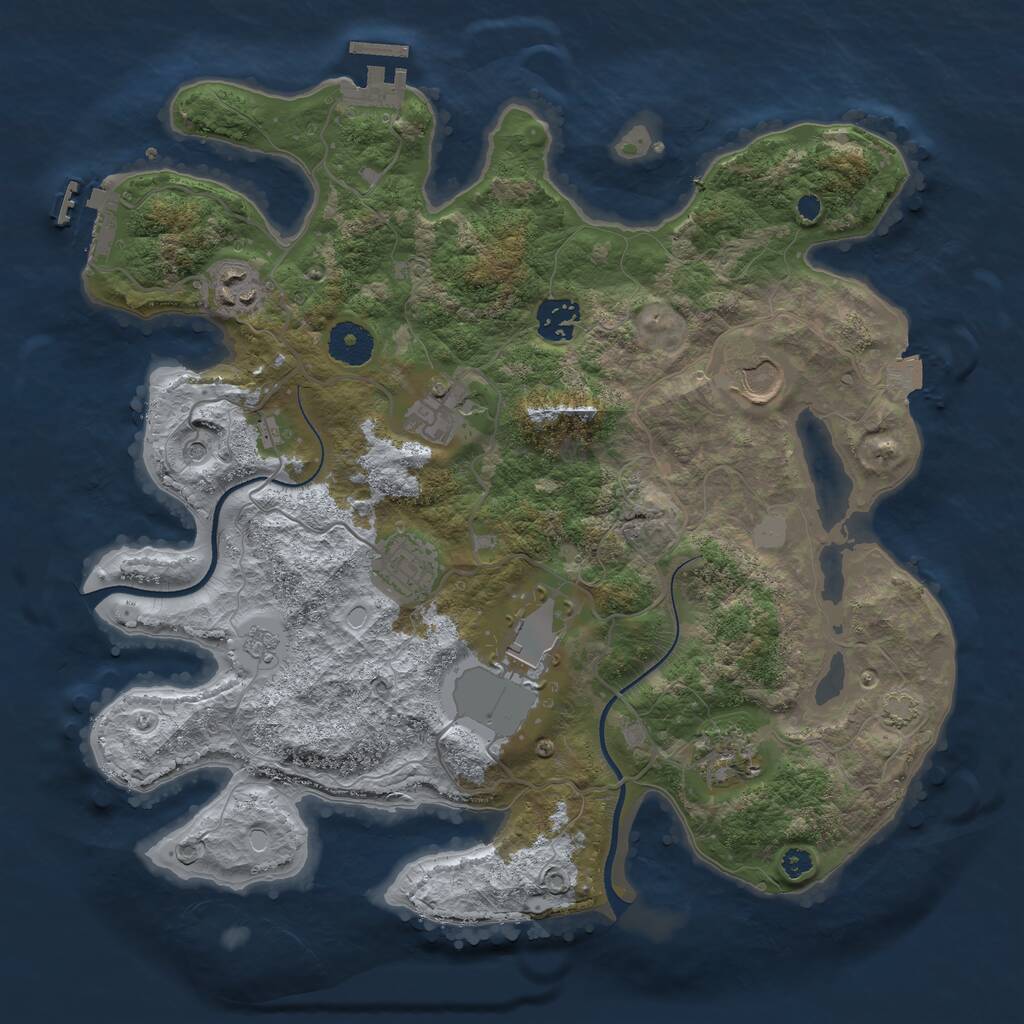 Rust Map: Procedural Map, Size: 3500, Seed: 2718956, 13 Monuments