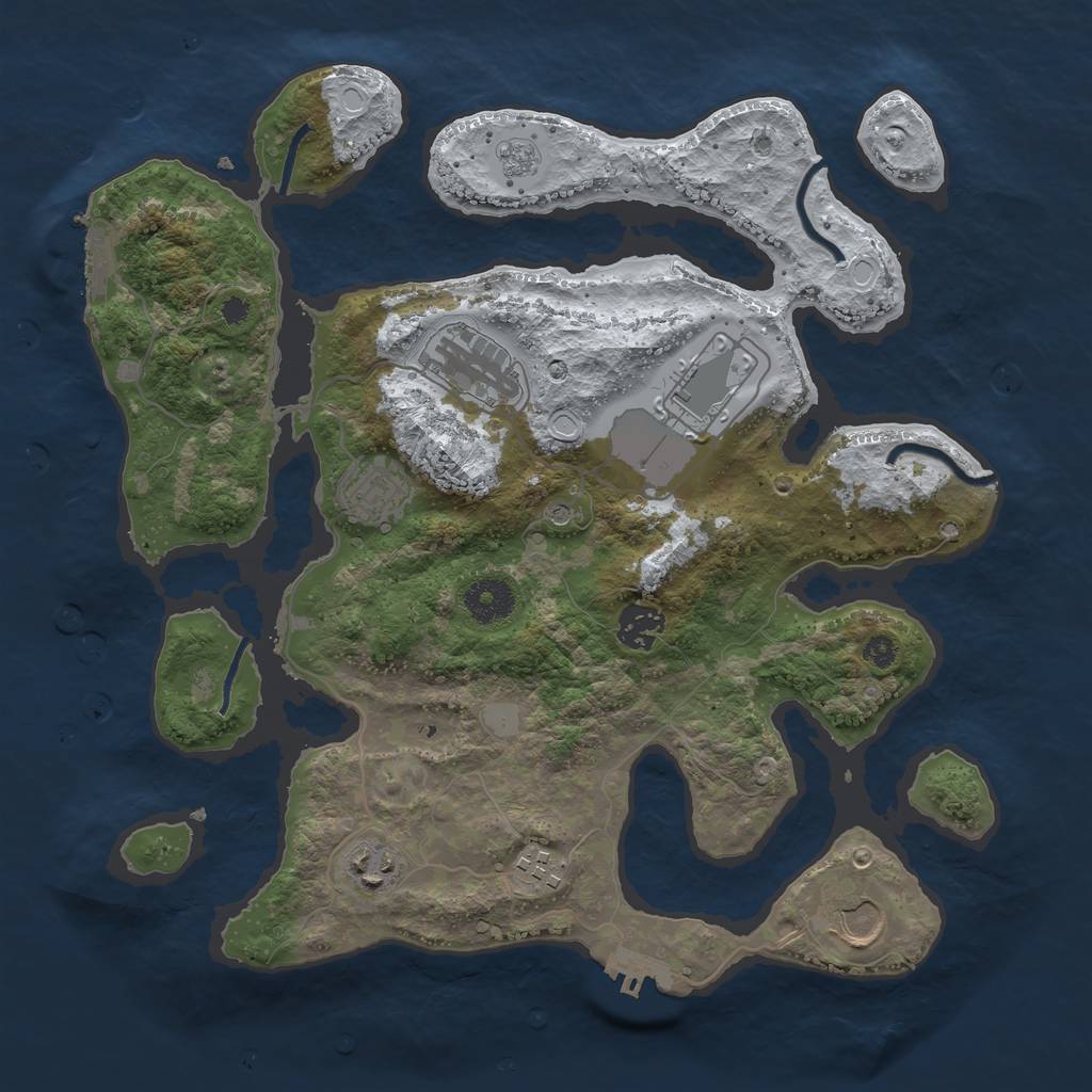 Rust Map: Procedural Map, Size: 3500, Seed: 123687, 16 Monuments