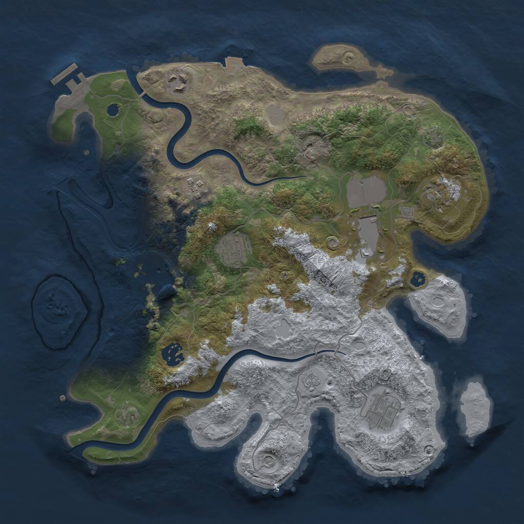 Rust Map: Procedural Map, Size: 3500, Seed: 1672107848, 13 Monuments