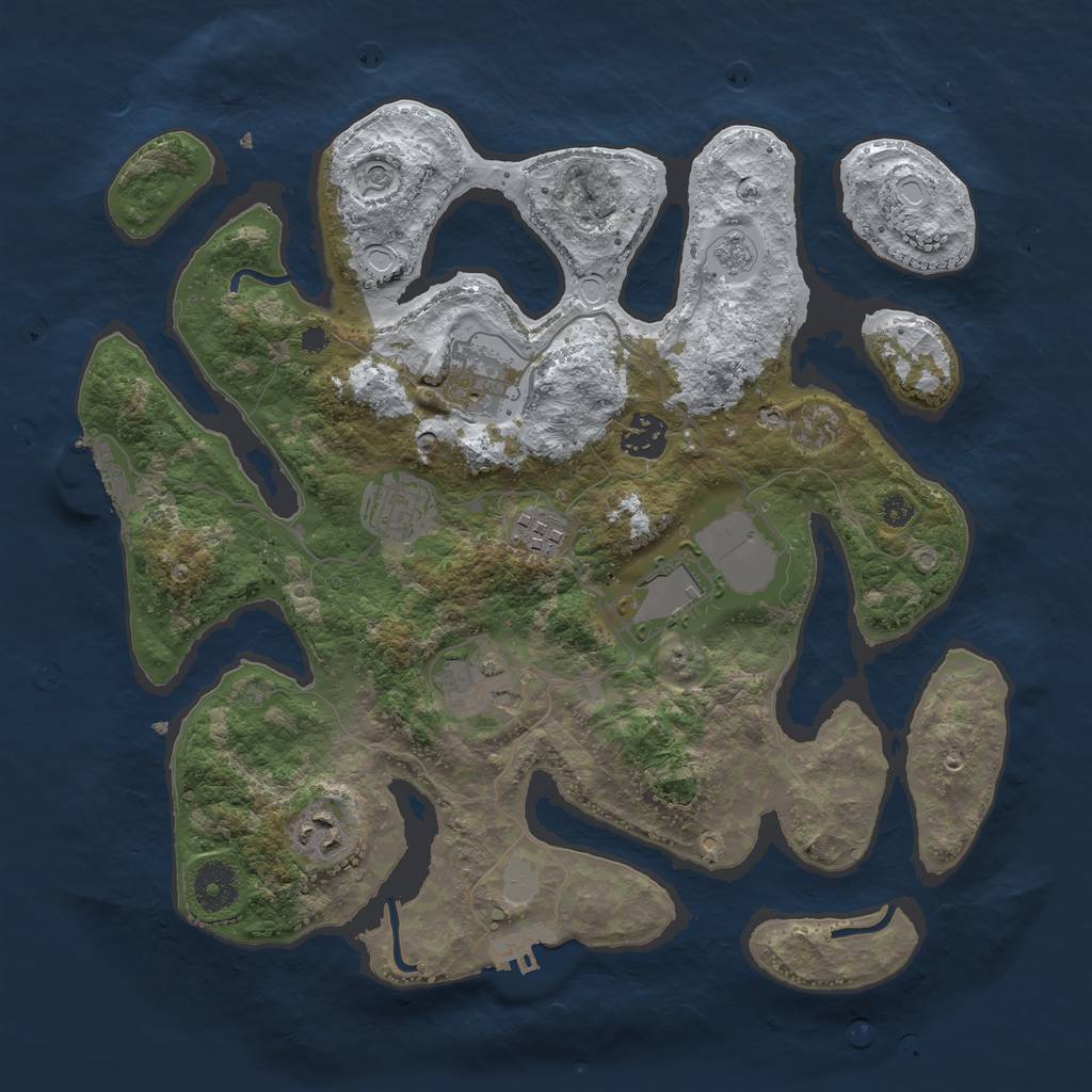 Rust Map: Procedural Map, Size: 3500, Seed: 4232001, 16 Monuments