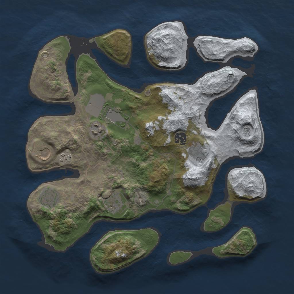 Rust Map: Barren, Size: 3500, Seed: 6426456, 11 Monuments