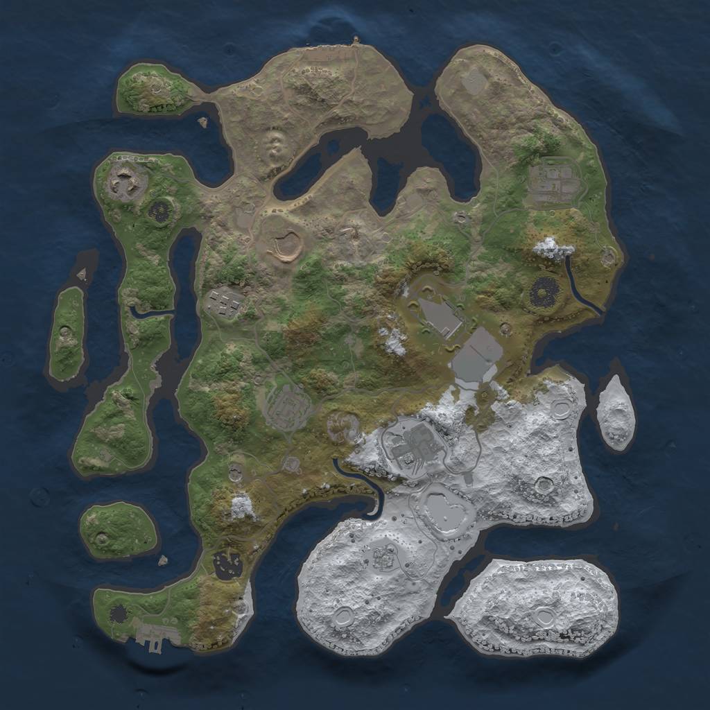 Rust Map: Procedural Map, Size: 3500, Seed: 6302435, 17 Monuments