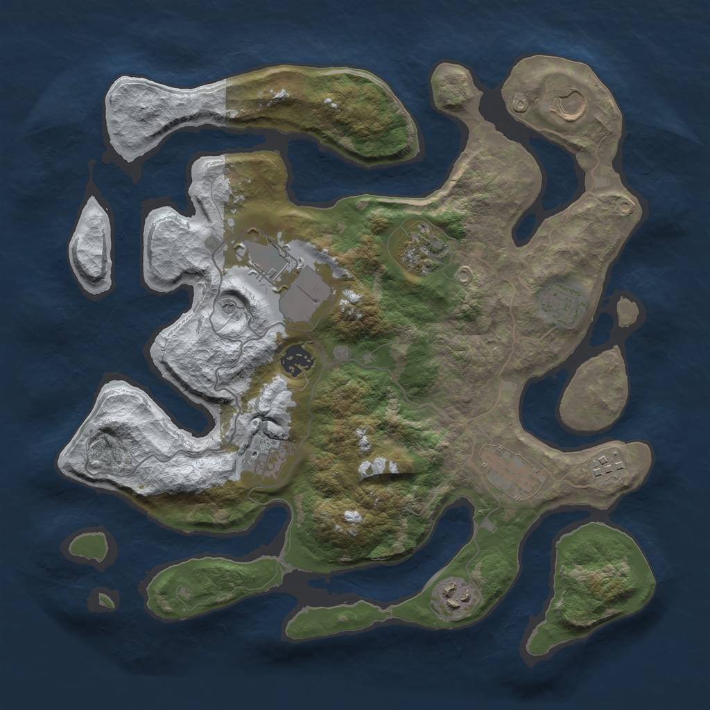 Rust Map: Barren, Size: 3500, Seed: 1515855, 12 Monuments