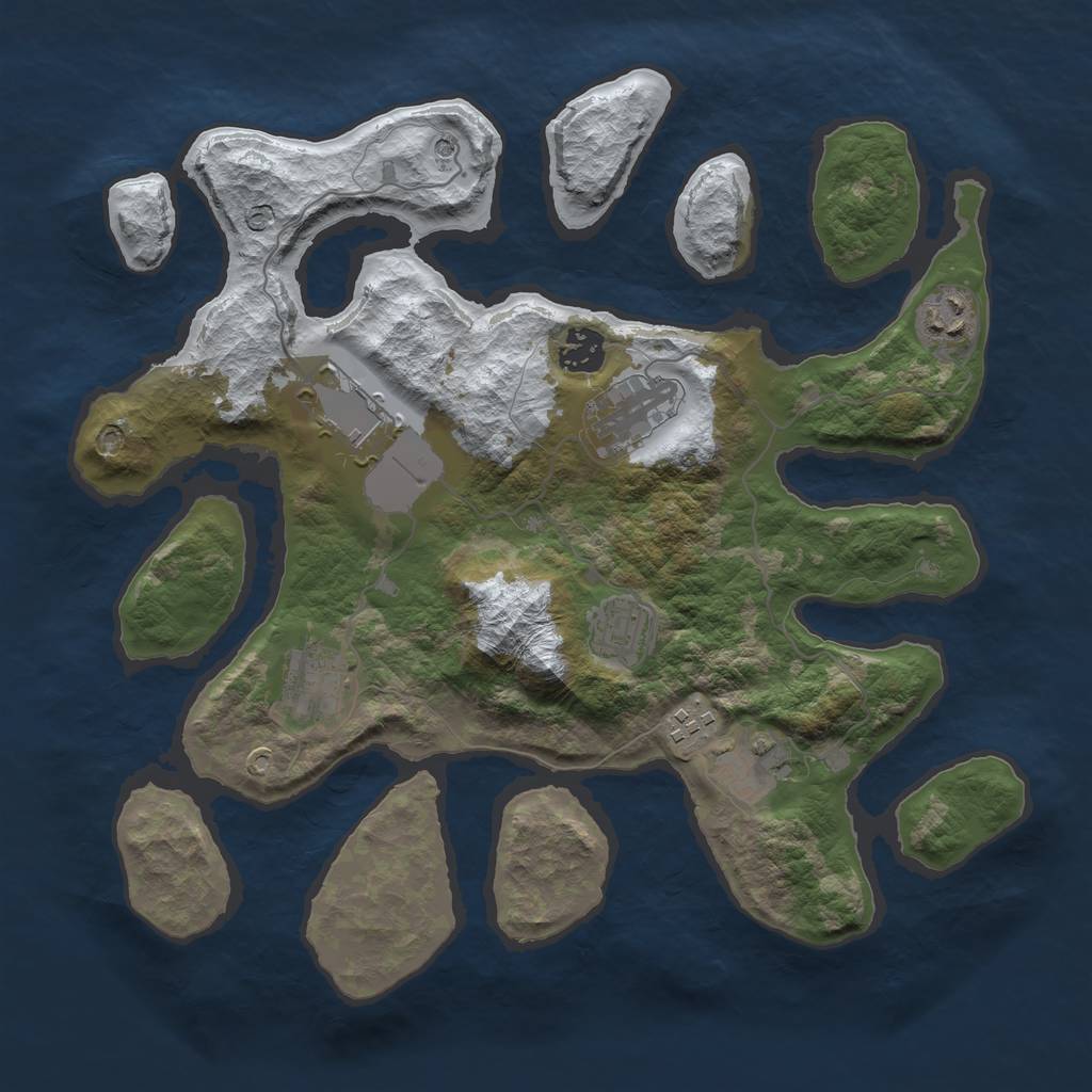 Rust Map: Barren, Size: 3500, Seed: 5535267, 11 Monuments