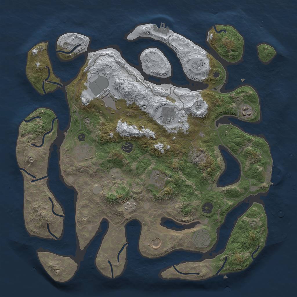 Rust Map: Procedural Map, Size: 4000, Seed: 771744, 18 Monuments