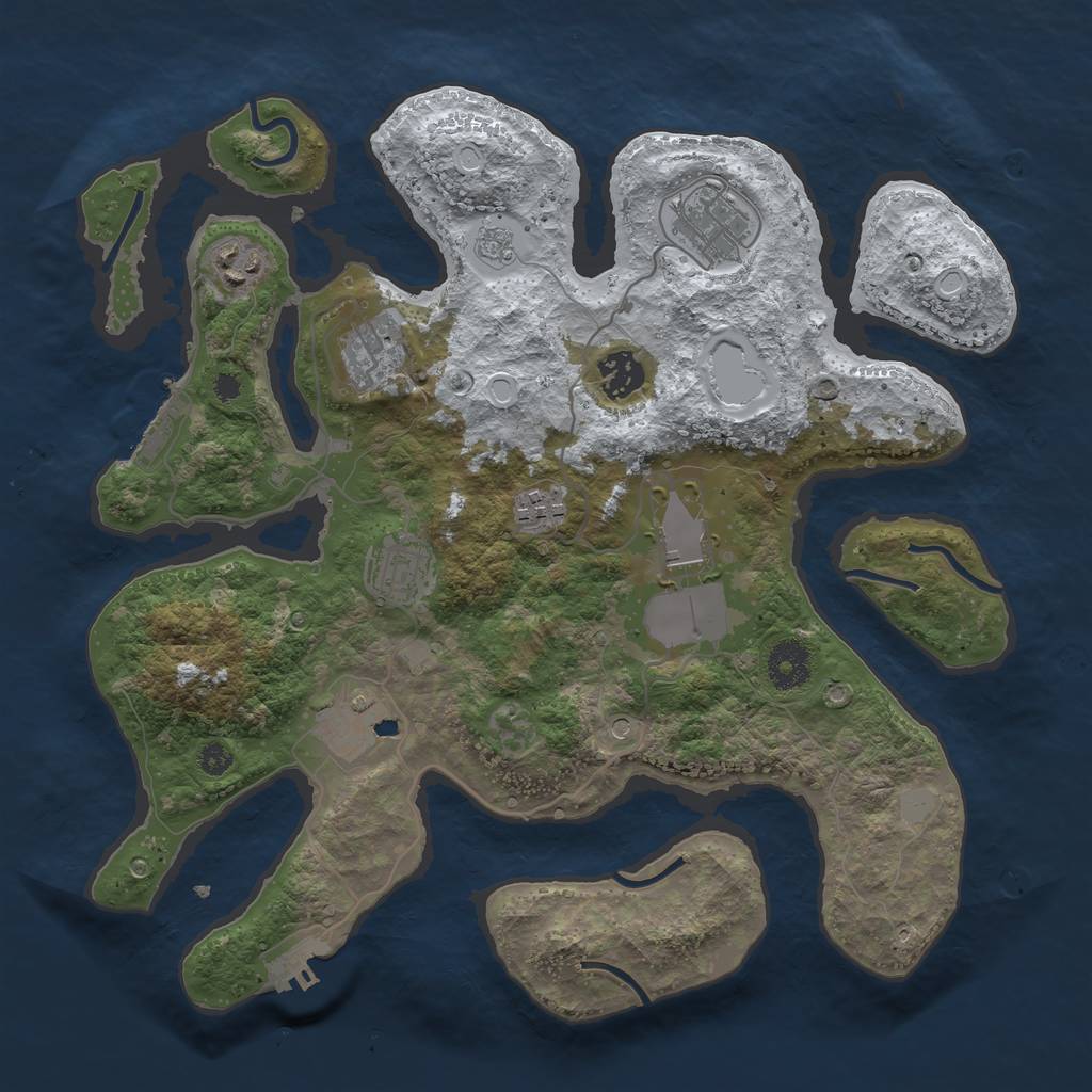 Rust Map: Procedural Map, Size: 3500, Seed: 2664080, 17 Monuments