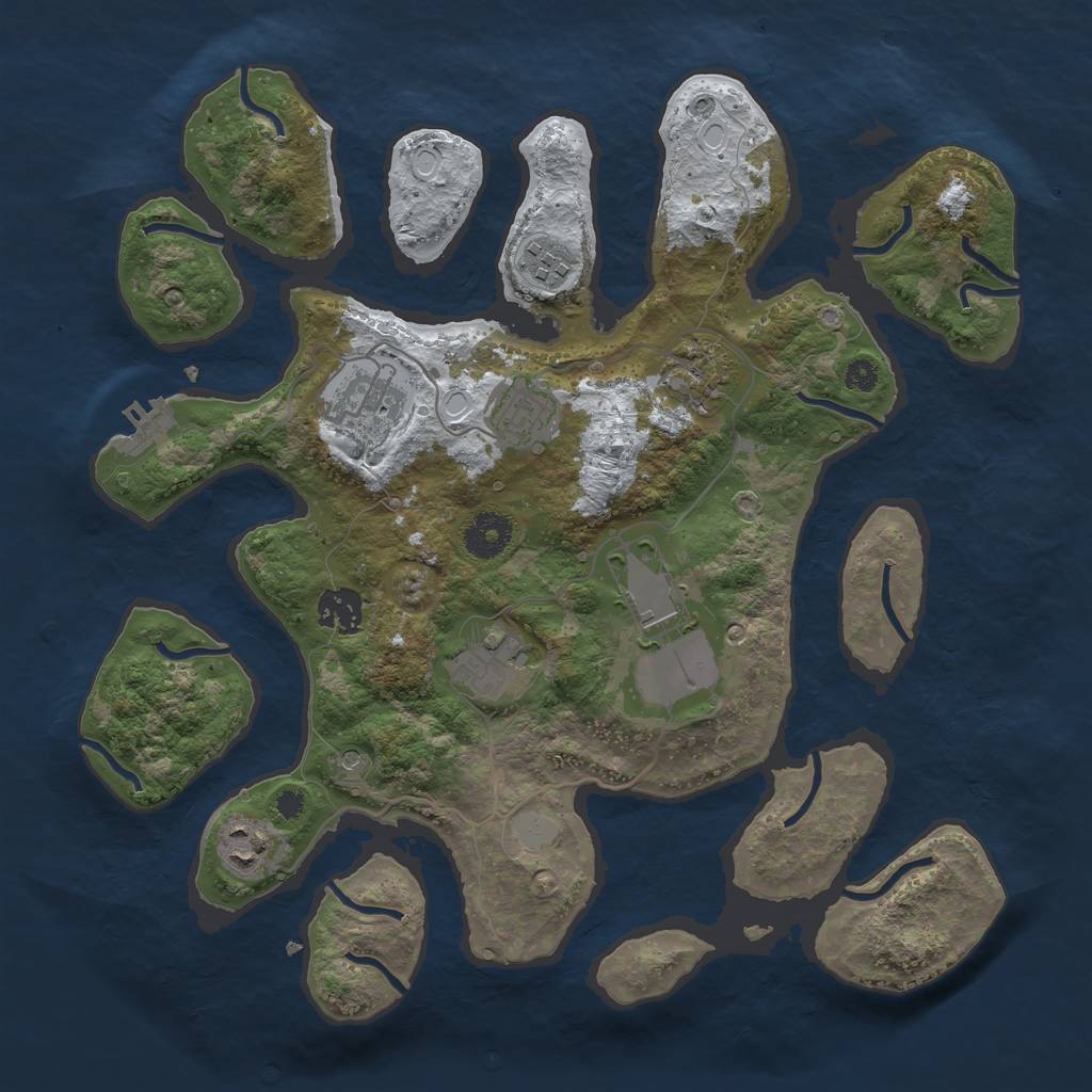 Rust Map: Procedural Map, Size: 3500, Seed: 2656167, 15 Monuments