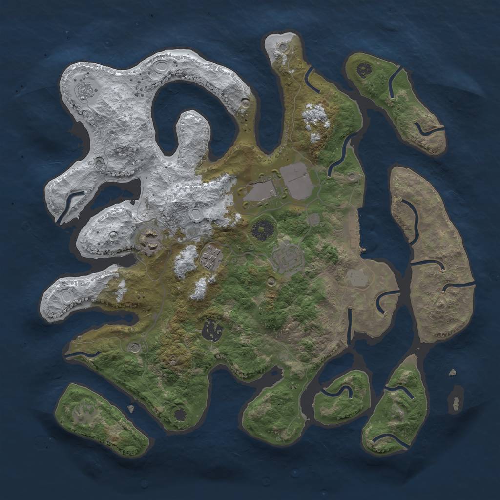 Rust Map: Procedural Map, Size: 3500, Seed: 2291702, 13 Monuments