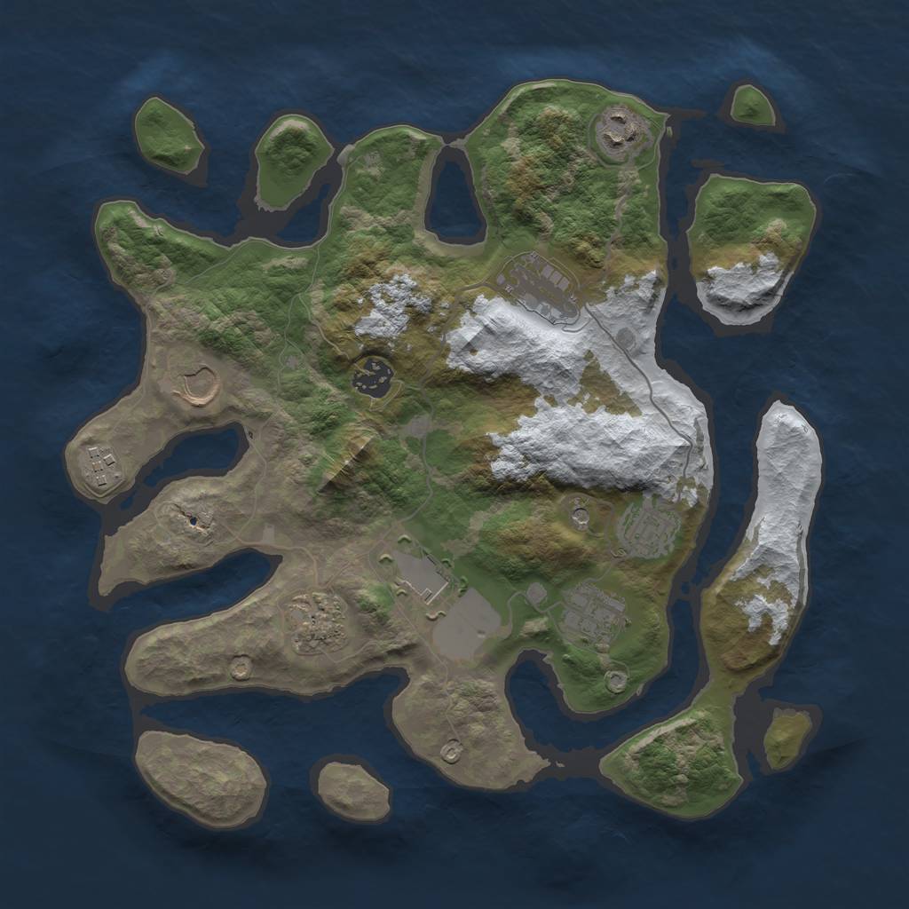 Rust Map: Barren, Size: 3500, Seed: 4262623, 12 Monuments