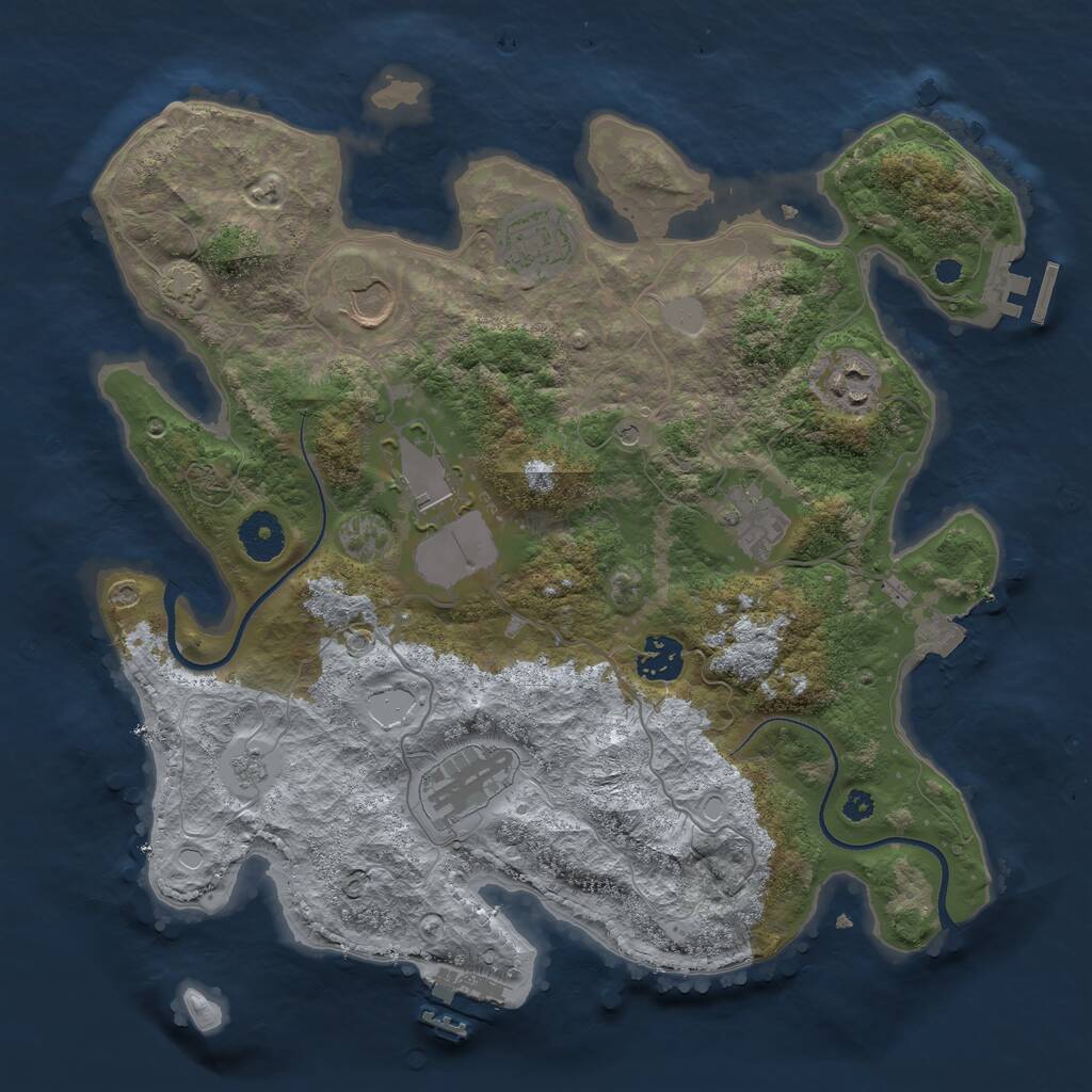 Rust Map: Procedural Map, Size: 3500, Seed: 3649932, 13 Monuments