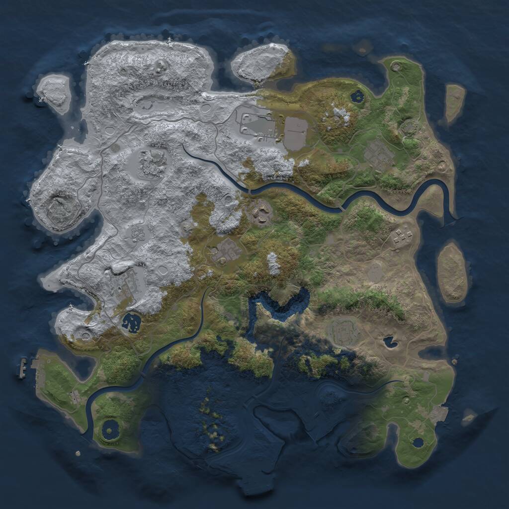 Rust Map: Procedural Map, Size: 4000, Seed: 208039, 15 Monuments