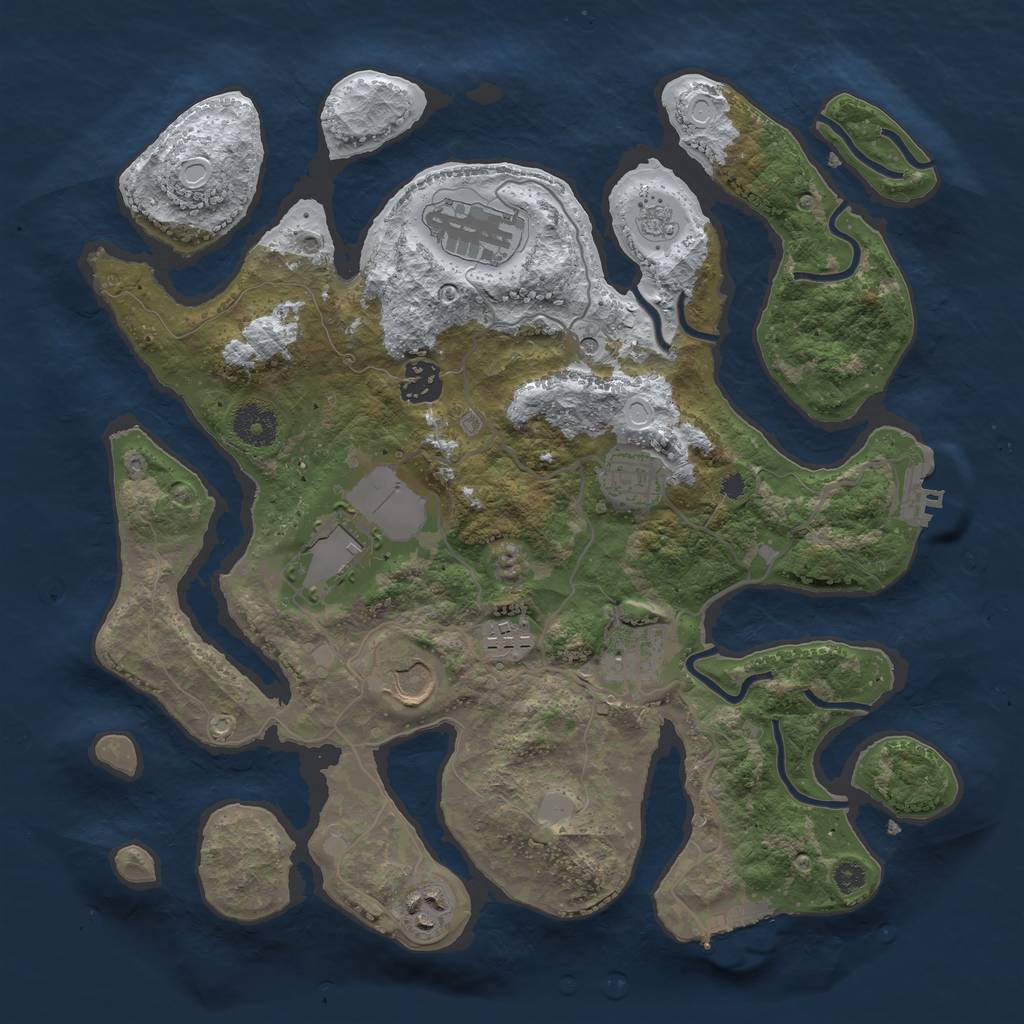 Rust Map: Procedural Map, Size: 3500, Seed: 2604680, 17 Monuments