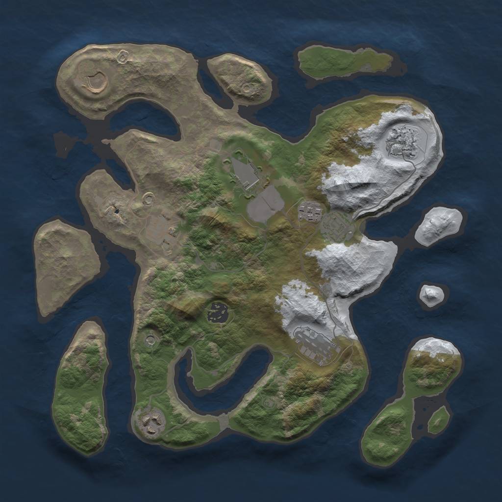 Rust Map: Barren, Size: 3500, Seed: 3746018, 12 Monuments
